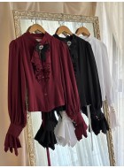 Miss Point The Lamplighter Of The Blood Night Asymmetric Sleeve Blouse(Reservation/3 Colours/Full Payment Without Shipping)